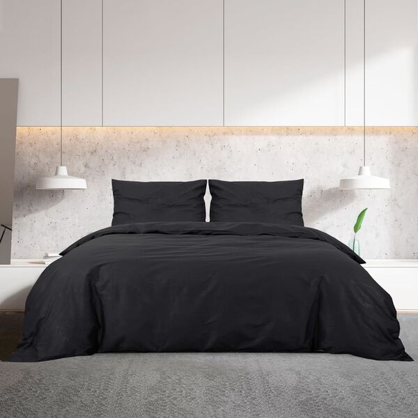 vidaXL Duvet Cover Set Black 200x200 cm Light-weight Microfiber