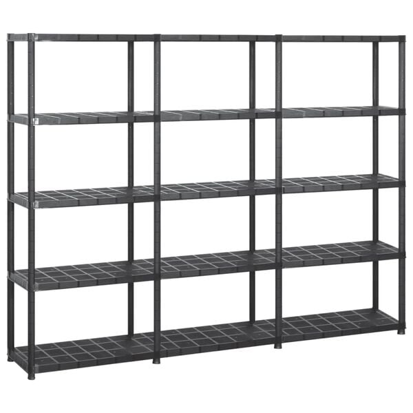 vidaXL Storage Shelf 5-Tier Black 213x38x170 cm Plastic