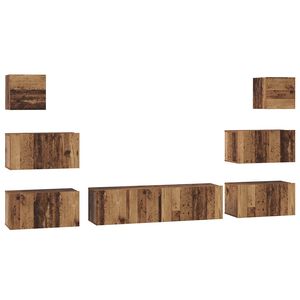 vidaXL TV Cabinet Set Wall-mounted 8 pcs Old Wood Engineered Wood
