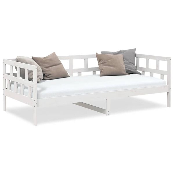 vidaXL Day Bed without Mattress White Solid Wood Pine 80x200 cm