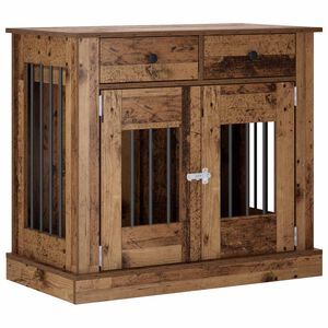 vidaXL Dog Crate Furniture Old Wood 90 x 47.5 x 80 cm Engineered Wood