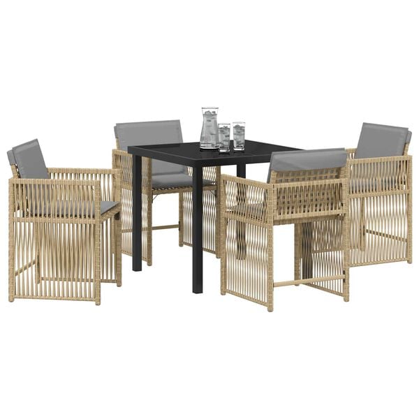 vidaXL Garden Dining Set 5 pcs Beige Poly Rattan