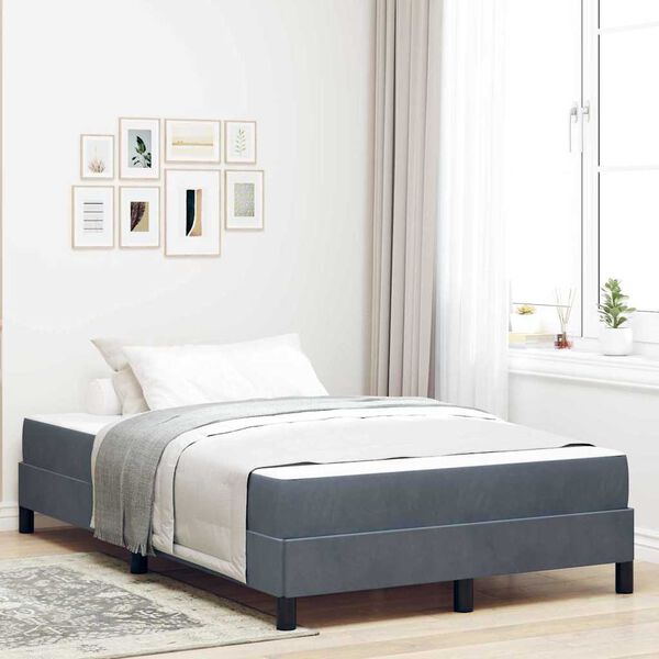 vidaXL Box Spring Bed with Mattress Dark Grey 120 x 220 cm Fabric
