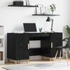 vidaXL Desk with Shelf Black Oak 140 x 50 x 75 cm Engineered Wood