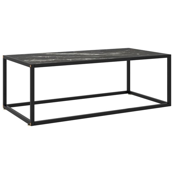 vidaXL Coffee Table Black with Black Marble Glass 100x50x35 cm