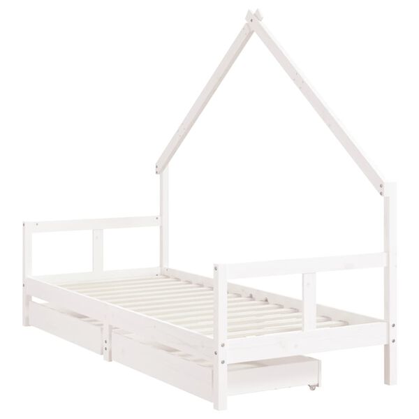 vidaXL Kids Bed Frame with Drawers White 80x200 cm Solid Wood Pine