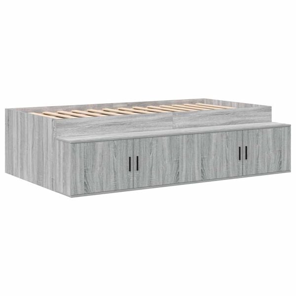vidaXL Bed Frame with Drawer Grey Sonoma 100 x 200 cm Engineered Wood