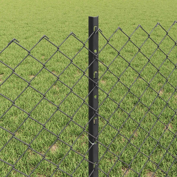 vidaXL Fence with Post Grey 0.6 x 25 m Steel and PVC