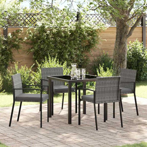 vidaXL Garden Dining Set 5 pcs Grey Powder-Coated Steel