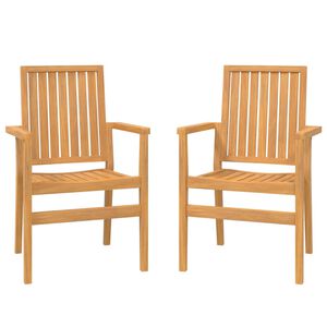 vidaXL Stackable Garden Chairs 2 pcs 56.5x57.5x91 cm Solid Wood Teak