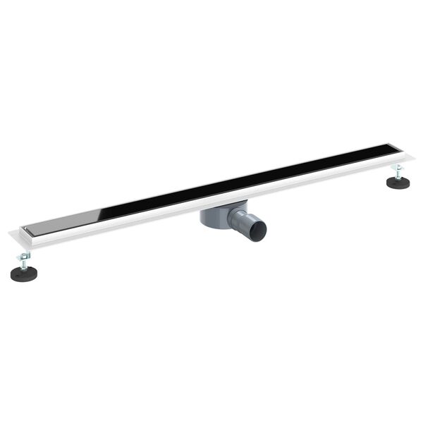 vidaXL Shower Drain Glass Cover with 360&deg; Siphon Black 100 cm