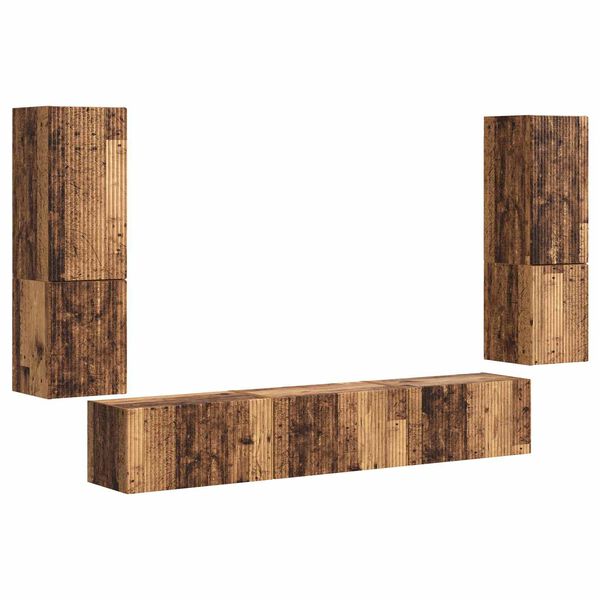 vidaXL TV Cabinet Set Wall-mounted 4 pcs Old Wood Engineered Wood