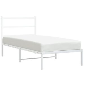 vidaXL Metal Bed Frame without Mattress with Headboard White 90x200cm