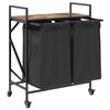 vidaXL Laundry Basket 2 Compartments with Wheels Smoked Oak