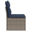 vidaXL Garden Sofa with Cushion 3 pcs Grey Poly rattan