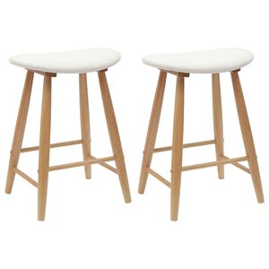 vidaXL Dining Chairs 2 pcs Solid Rubber Wood Natural 46 x 37 x 63 cm