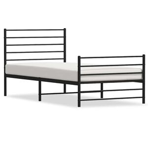 vidaXL Metal Bed Frame without Mattress with Footboard Black 75x190cm