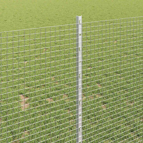 vidaXL Fence with Post Silver 1 x 50 m Steel