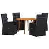 vidaXL Garden Dining Set 5 pcs Black Poly Rattan