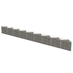 vidaXL Gabion Wall Galvanised Steel 630x30x50 cm