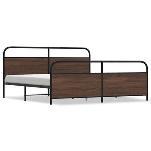 vidaXL Metal Bed Frame without Mattress Brown Oak 183x213 cm