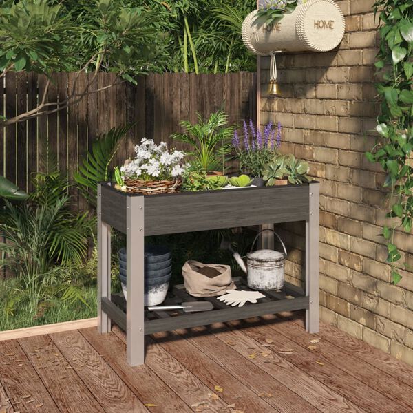vidaXL Garden Raised Bed with Shelf Grey 100x50x75 cm WPC