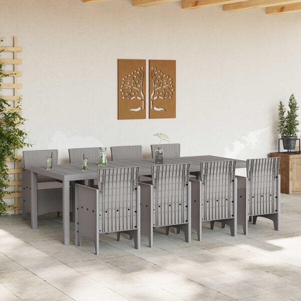 vidaXL Garden Dining Set 9 pcs White Polypropylene