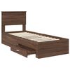 vidaXL Bed Frame Brown Oak and Silver 75 x 190 cm Engineered Wood