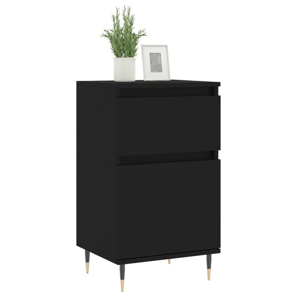 vidaXL Sideboards 2 pcs Black 40x35x70 cm Engineered Wood
