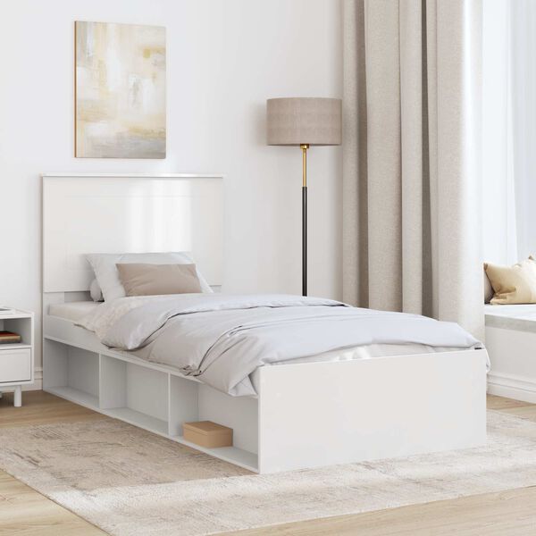 vidaXL Bed Frame with Headboard White 90 x 200 cm Solid Pine Wood