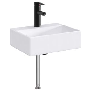 vidaXL Bathroom Sink with Faucet and Drain Matte Black
