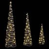 vidaXL Christmas Tree 3 pcs Warm white 20 x 20 x 80 cm Rattan