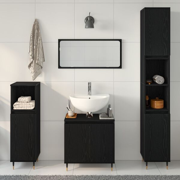 vidaXL Bathroom Furniture Set 3 pcs Black Oak 30 x 30 x 190 cm