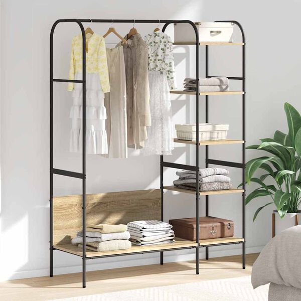 vidaXL Clothes Rack with Shelf Brown 120 x 44 x 160 cm Engineered Wood