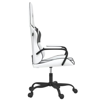 vidaXL Massage Gaming Chair White and Black Faux Leather
