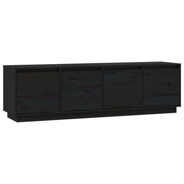 vidaXL TV Cabinet Black 156x37x45 cm Solid Wood Pine
