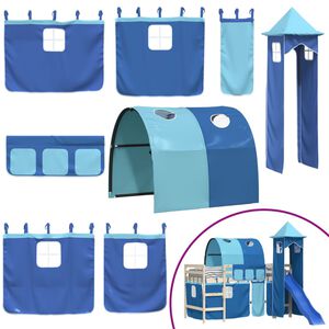 vidaXL Curtains for Loft Bed with Tunnel and Tower Blue