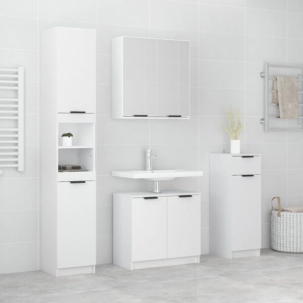 vidaXL 4 Piece Bathroom Cabinet Set White Engineered Wood