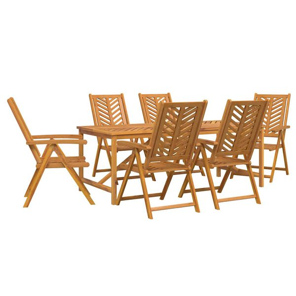 vidaXL Garden Dining Set 7 pcs Brown Solid Acacia Wood