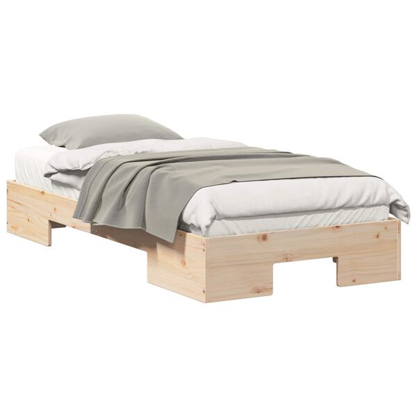 vidaXL Floor Bed Frame with Storage Brown 80 x 200 cm Solid pine wood