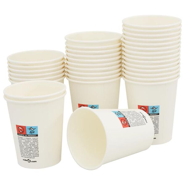 vidaXL Paper Coffee Cups 1000 pcs 8oz 200ml White