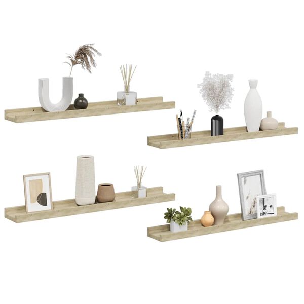 vidaXL Wall Shelves 4 pcs Sonoma Oak 60x9x3 cm
