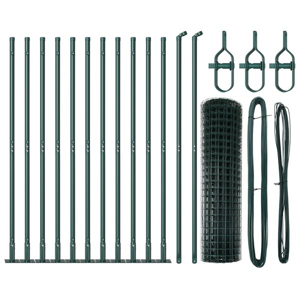 vidaXL Fence with Post Green 0.8 x 25 m Steel