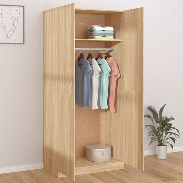 vidaXL Wardrobe Sonoma Oak 90x52x200 cm Engineered Wood