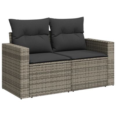 vidaXL 10 Piece Garden Sofa Set with Cushions Grey Poly Rattan