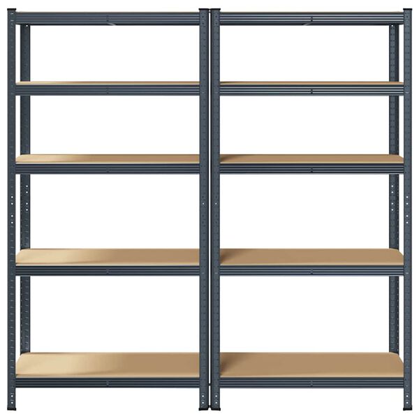 vidaXL 5-Layer Storage Shelves 2 pcs Anthracite Steel&Engineered Wood