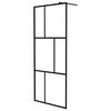 vidaXL Walk-in Shower Wall with Tempered Glass Black 90x195 cm
