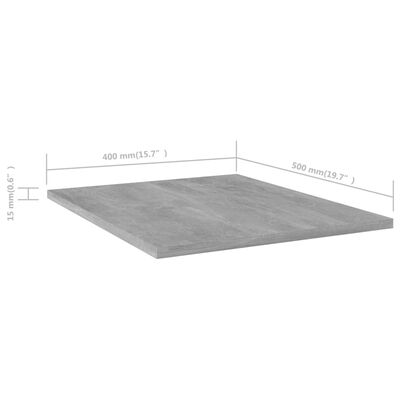 vidaXL Bookshelf Boards 4 pcs Concrete Grey 40x50x1.5 cm Engineered Wood