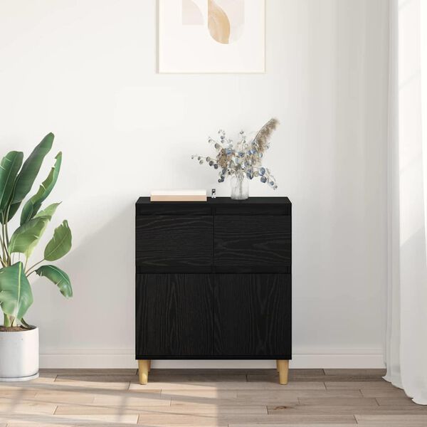 vidaXL Sideboard with Drawer Black Oak 60 x 35 x 70 cm Engineered Wood