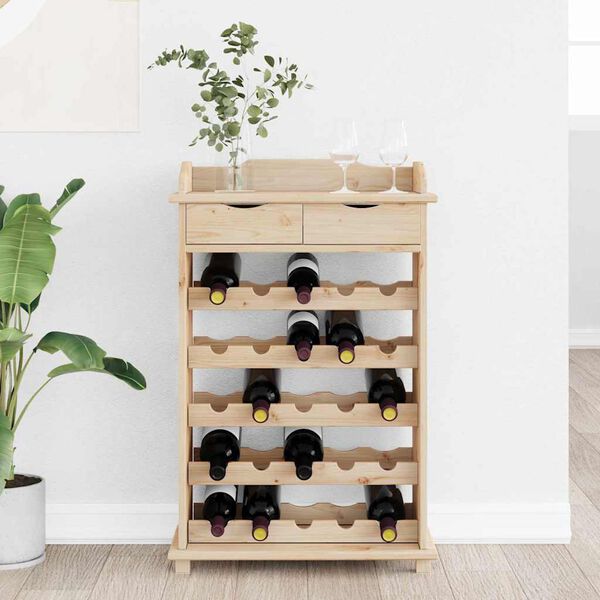 vidaXL Wine Rack Natural 58 x 28 x 90 cm Solid Pine Wood